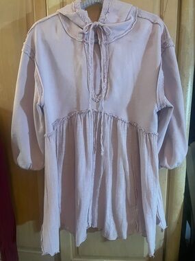 Free People Lavender hoodie with Gauze bottom.